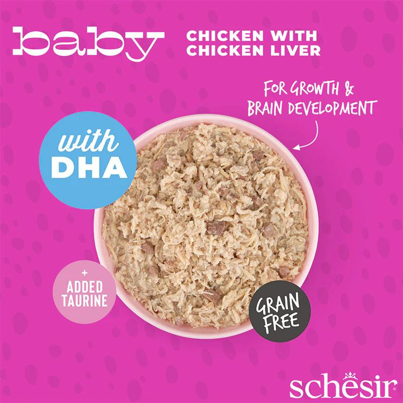 Schesir Baby Kitten Wet Food Chicken with Chicken Liver | Kitten | Complete & Balanced | Natural Ingredients | 70g | Min. Order: 12 Cans