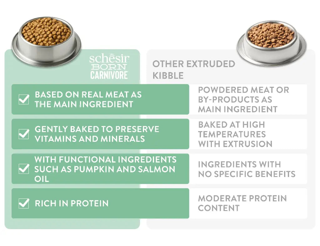 Schesir Born Carnivore Chicken & Egg Cat Food | 45% Protein | Fresh Chicken 1st Ingredient | Oven Baked | Grain Free | 255g