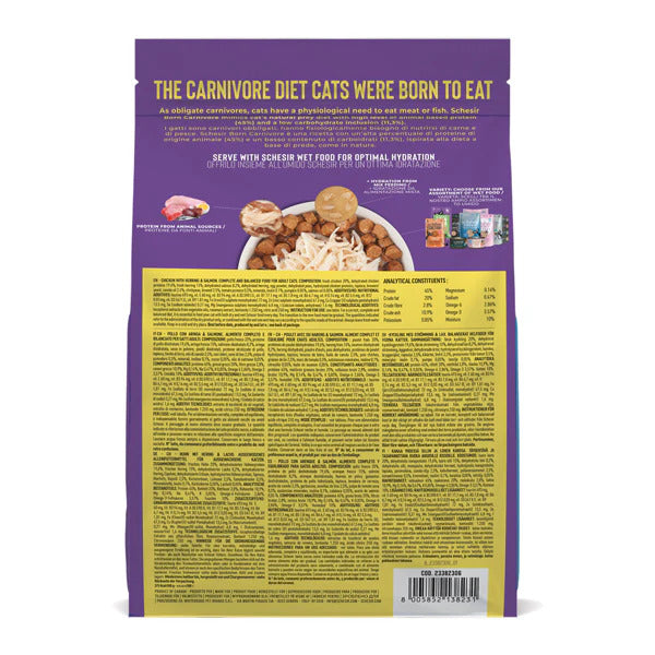 Schesir Born Carnivore Cat Food Chicken with Herring & Salmon | 45% Protein | Oven Baked | Grain Free | 1.25kg