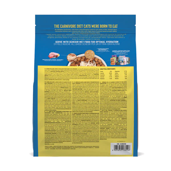 Schesir Born Carnivore Herring & Salmon Cat Food | 43% Protein | Fresh Herring 1st Ingredient | Oven Baked | Grain Free | 255g