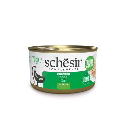 Schesir Cat Wet Food Chicken Fillets in Jelly | Adult Cat | Complementary | Natural Ingredients | 12x70g