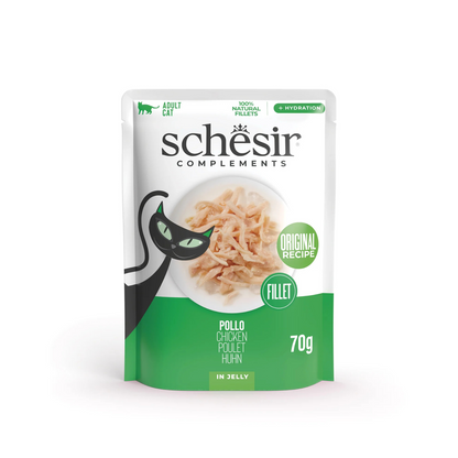 Schesir Complements Chicken in Jelly | 100% Natural Fillets | Original Recipe | Complementary Cat Food | 12 x 70g