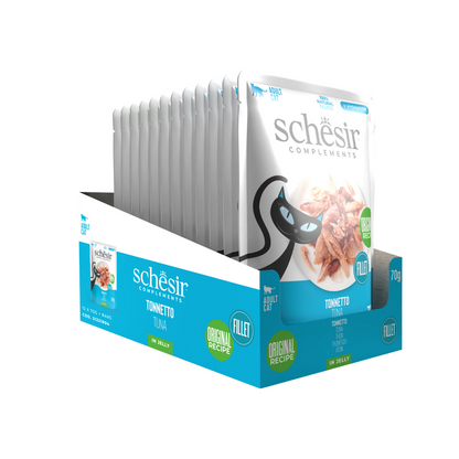 Schesir Cat Wet Food Tuna in Jelly Pouch | Adult Cat | Complementary | Natural Ingredients | 12x70g