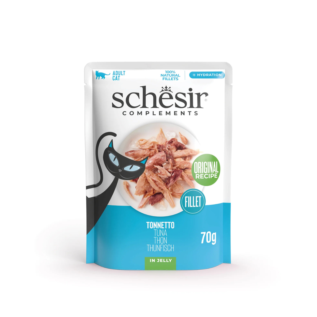 Schesir Cat Wet Food Tuna in Jelly Pouch | Adult Cat | Complementary | Natural Ingredients | 12x70g