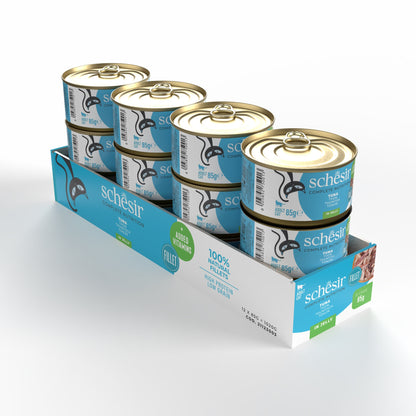 Schesir Cat Wet Food Tuna in Jelly | Adult Cat | Complete & Balanced Nutrition | Natural Ingredients | 12x85g