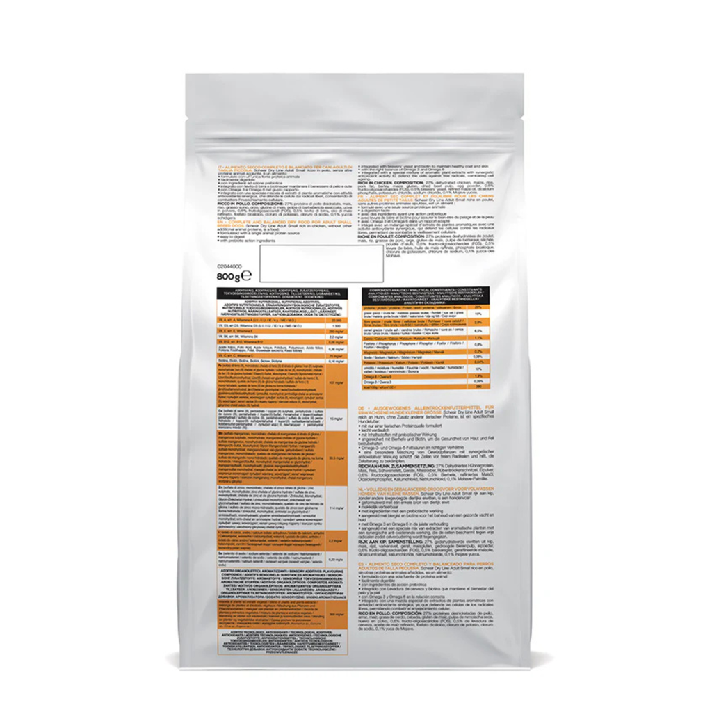 Schesir Dog Dry Food Chicken | Small Breed Adult Dog | Maintenance Formula | Complete & Balanced Nutrition | Natural Ingredients | 800g