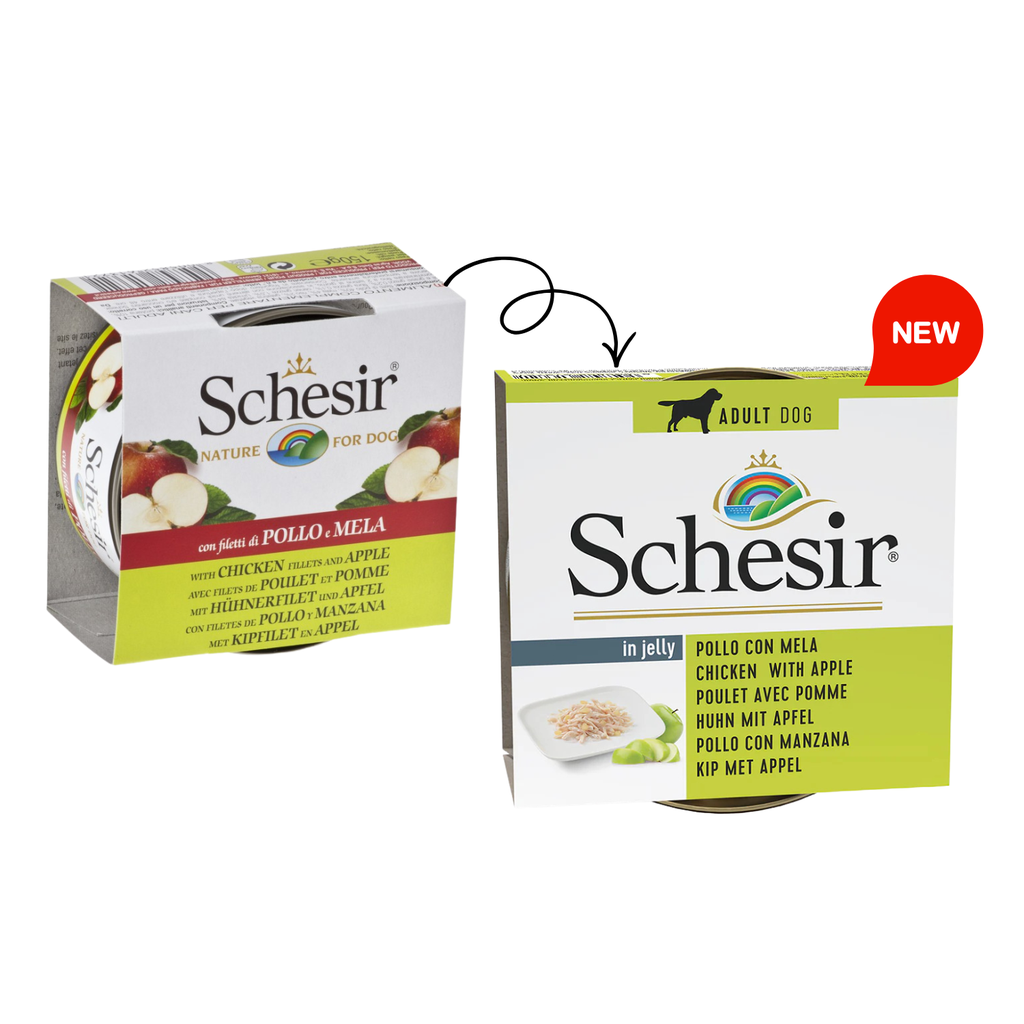 Schesir Dog Wet Food Chicken Fillets with Apple | Adult Dog | Complementary | Natural Ingredients | 150g