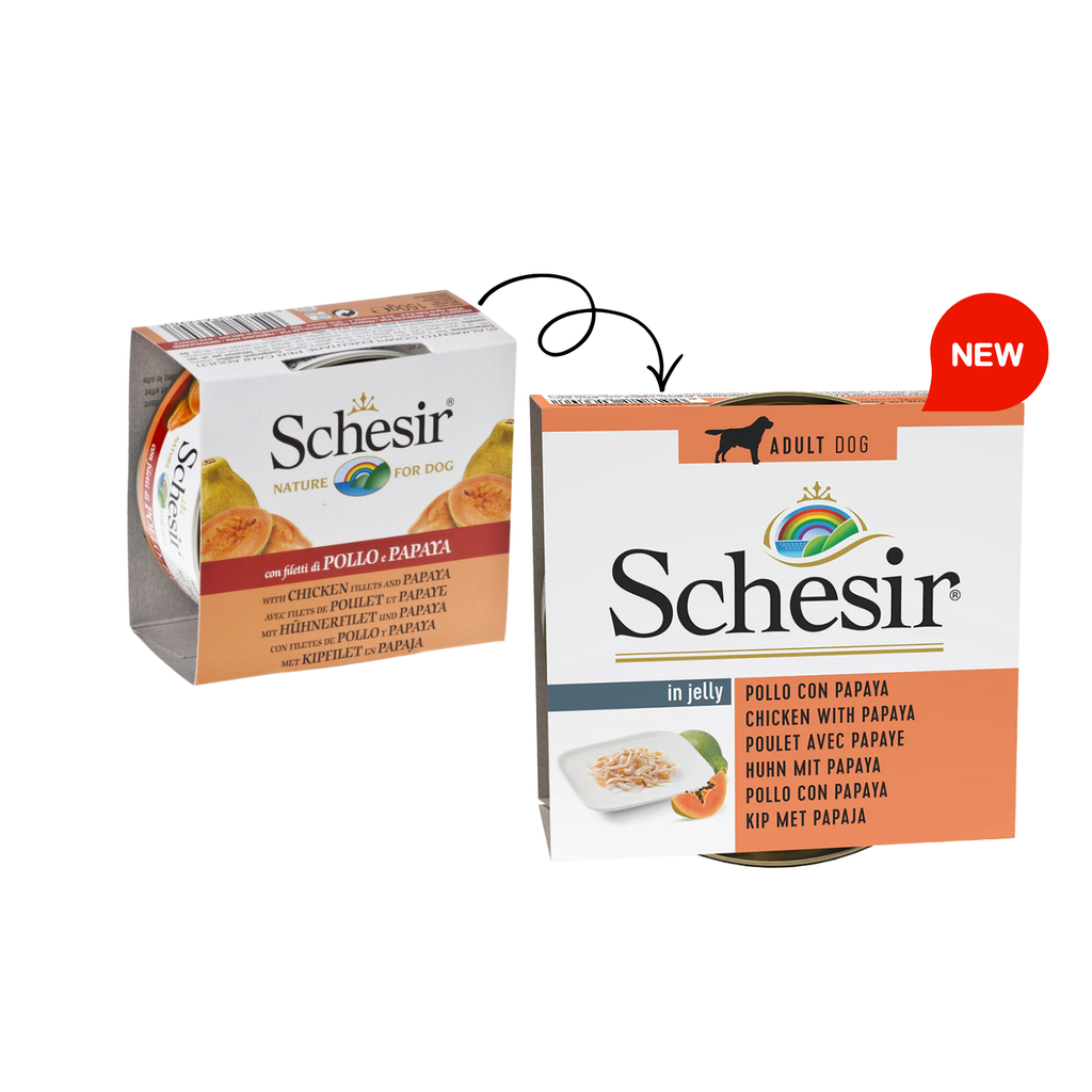 Schesir Dog Wet Food Chicken Fillets with Papaya | Adult Dog | Complementary | Natural Ingredients | 150g