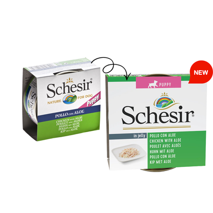 Schesir Puppy Wet Food Chicken Fillets with Aloe | Puppy | Complementary | Natural Ingredients | 150g