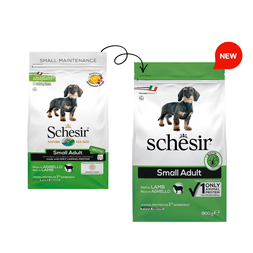 Schesir Small Breed Dog Dry Food Rich in Lamb | Adult Dog | Complete & Balanced | Natural Ingredients | 800g