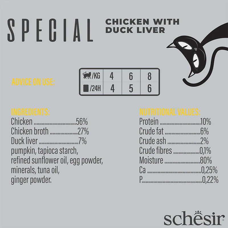 Schesir Special Mousse Cat Wet Food Chicken with Duck Liver | Adult Cat | Complete & Balanced | Natural Ingredients | 70g | Min. Order: 12 Pouches