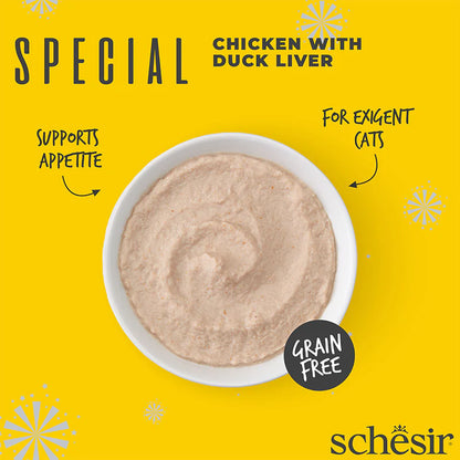 Schesir Special Mousse Cat Wet Food Chicken with Duck Liver | Adult Cat | Complete & Balanced | Natural Ingredients | 70g | Min. Order: 12 Pouches