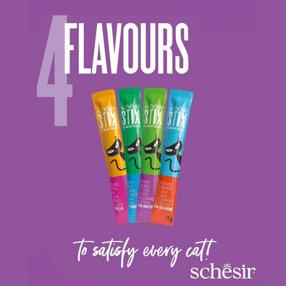 Schesir Summer Treats Stix Mix Flavour | Chicken, Duck, Salmon & Tuna | Creamy Cat Snacks | Grain Free | 360g
