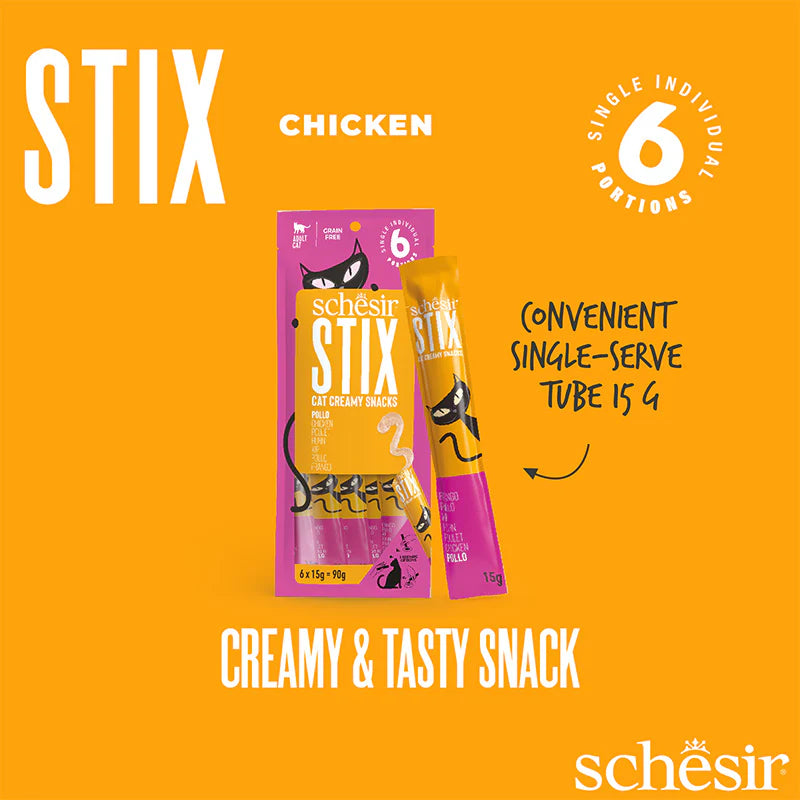 Schesir Summer Treats Stix Mix Flavour | Chicken, Duck, Salmon & Tuna | Creamy Cat Snacks | Grain Free | 360g