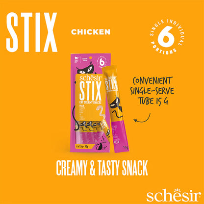 Schesir Summer Treats Stix Mix Flavour | Chicken, Duck, Salmon & Tuna | Creamy Cat Snacks | Grain Free | 360g
