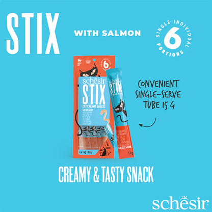 Schesir Summer Treats Stix Mix Flavour | Chicken, Duck, Salmon & Tuna | Creamy Cat Snacks | Grain Free | 360g