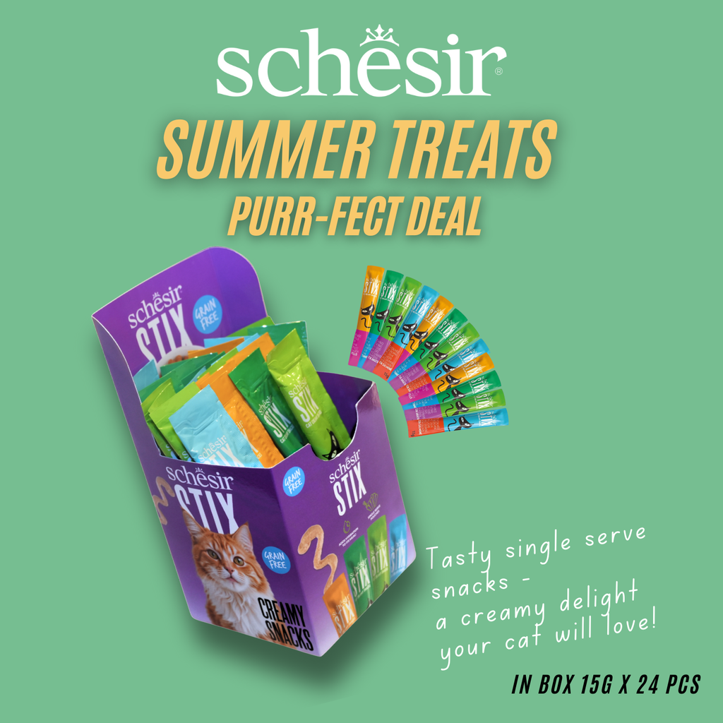 Schesir Summer Treats Stix Mix Flavour | Chicken, Duck, Salmon & Tuna | Creamy Cat Snacks | Grain Free | 360g