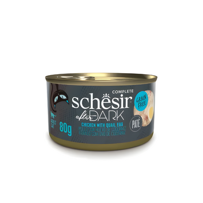 Schesir After Dark Pâté Variety Pack | 4 Flavors | Chicken, Chicken with Quail Egg, Beef & Duck | With Liver, Gizzards & Heart | 12 cans x80g (960g)