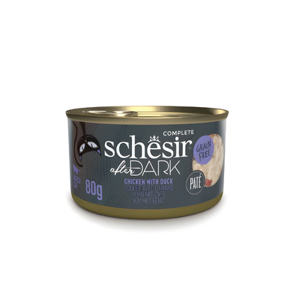 Schesir After Dark Pâté Variety Pack | 4 Flavors | Chicken, Chicken with Quail Egg, Beef & Duck | With Liver, Gizzards & Heart | 12 cans x80g (960g)