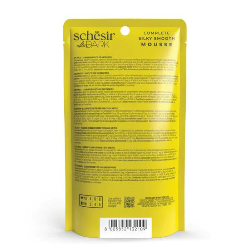 Schesir After Dark Velvet Mousse Chicken | Complete | Grain Free | Adult Cat | 12x80g
