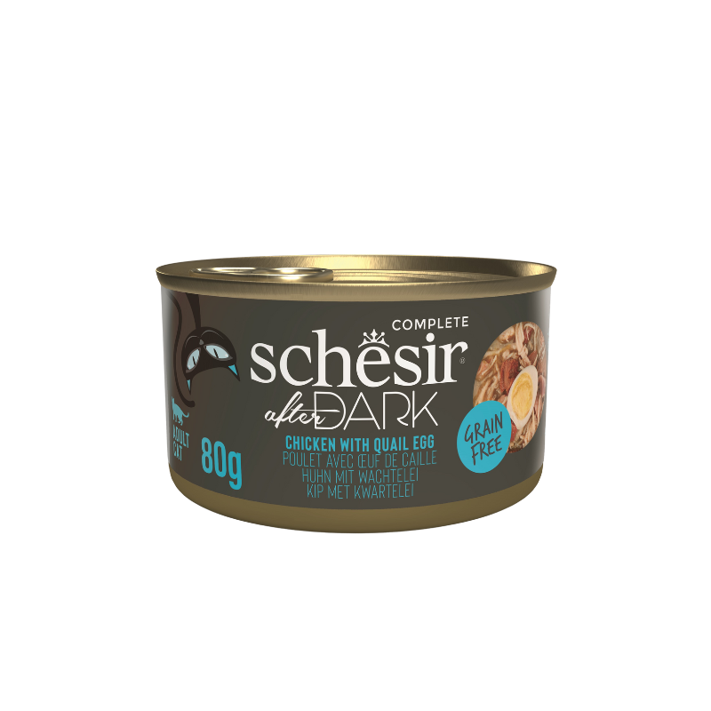 Schesir After Dark Wholefood in Broth Variety Pack | 4 Flavors | Chicken, Chicken with Quail Egg, Beef & Duck | With Liver, Gizzards & Heart | 12x80g (960g)