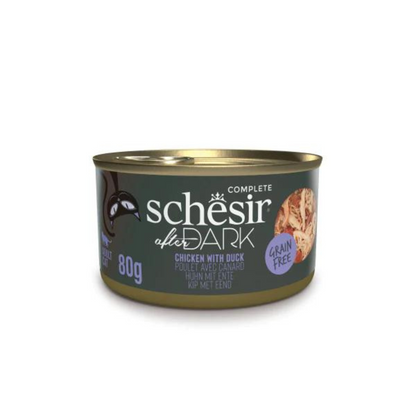 Schesir After Dark Wholefood in Broth Variety Pack | 4 Flavors | Chicken, Chicken with Quail Egg, Beef & Duck | With Liver, Gizzards & Heart | 12x80g (960g)