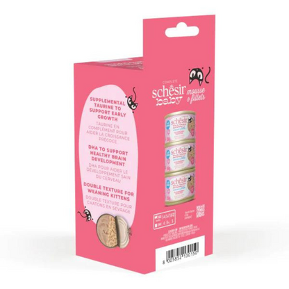 Schesir Baby Cat Multipack Mousse & Fillets | Chicken with Salmon & Chicken Liver | 3x55g