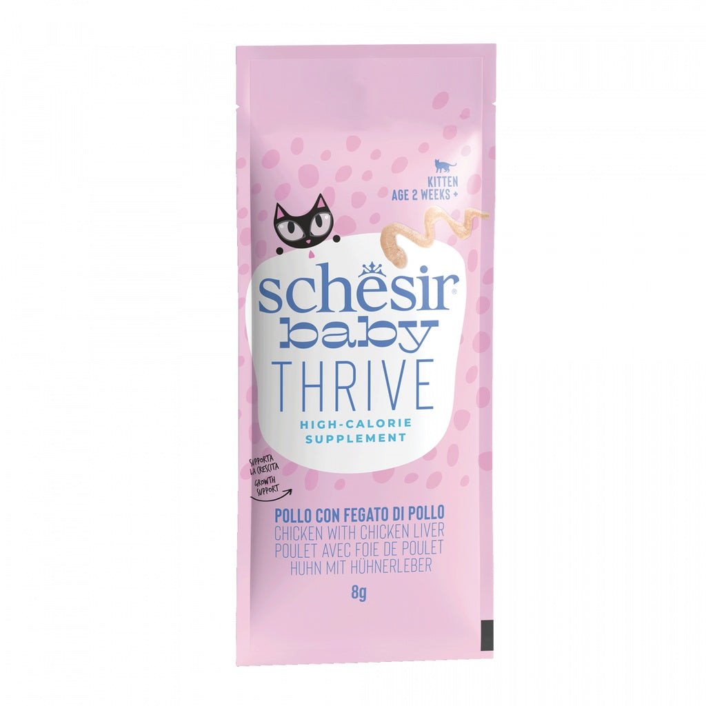 Schesir Baby Thrive Mousse Kitten Chicken | High-Calorie Nutritional Supplement | 20x8g (160g)