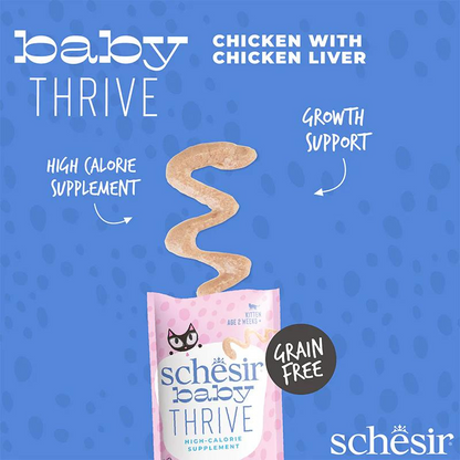 Schesir Baby Thrive Mousse Kitten Chicken | High-Calorie Nutritional Supplement | 20x8g (160g)