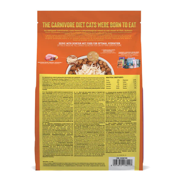 Schesir Born Carnivore Chicken & Egg Cat Food | 45% Protein | Fresh Chicken 1st Ingredient | Oven Baked | Grain Free | 1.25kg