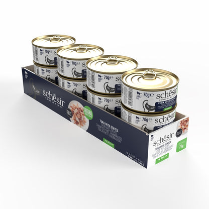 Schesir Complements Tuna with Dentex in Jelly | 51% Tuna, 6% Dentex | Complementary Cat Food | Original Recipe | 70g x 12