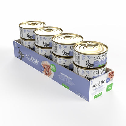 Schesir Complements Tuna with Grouper in Jelly | 51% Tuna, 6% Grouper | Complementary Cat Food | 70g x 12