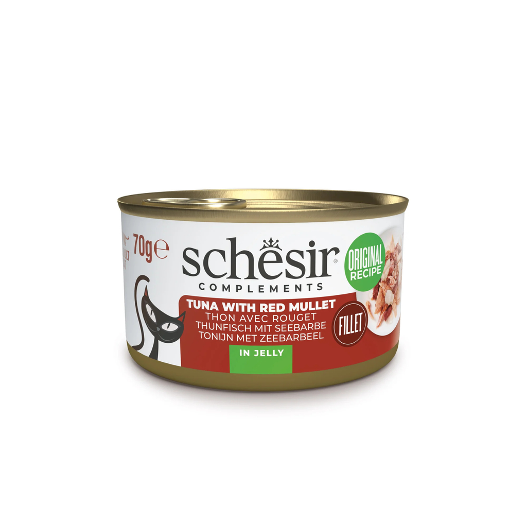 Schesir Complements Tuna with Red Mullet in Jelly | 51% Tuna, 6% Red Mullet | Complementary Cat Food | 70g x 12