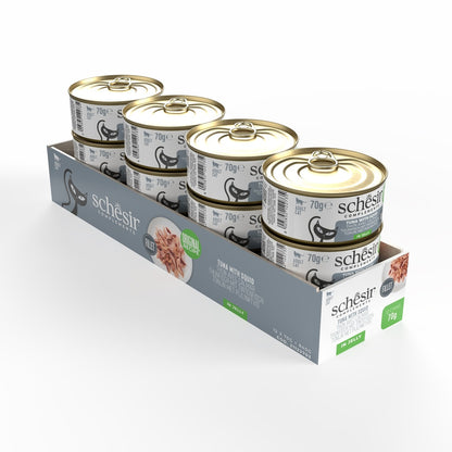 Schesir Complements Tuna with Squid in Jelly | 51% Tuna, 6% Squid | Complementary Cat Food | 70g x 12