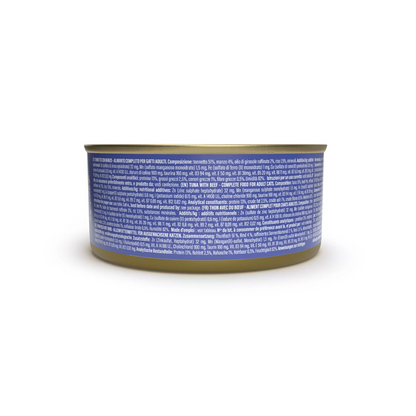 Schesir Complete Tuna with Beef in Jelly | 100% Natural Fillets | Added Vitamins | Adult Cat | 8x140g
