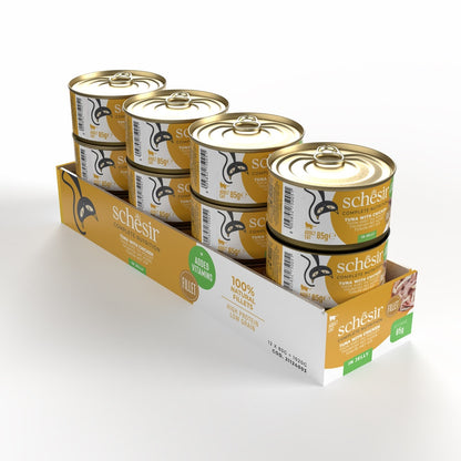 Schesir Complete Tuna with Chicken in Jelly | 100% Natural Fillets | Added Vitamins | Adult Cat | 12x85g