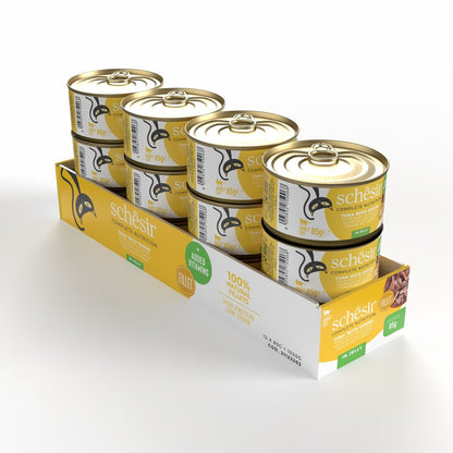 Schesir Complete Tuna with Surimi in Jelly | 100% Natural Fillets | Added Vitamins | Adult Cat | 12x85g