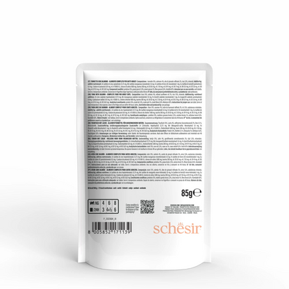 Schesir Complete Tuna with Salmon in Jelly | 100% Natural Fillets | Added Vitamins | Adult Cat | 12x85g