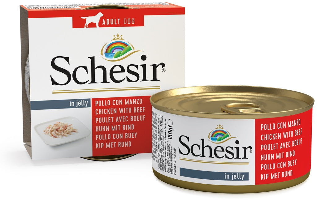 Schesir Dog Wet Food Chicken Fillets with Beef | Adult Dog | In Jelly | Complementary | 150g