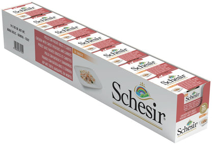 Schesir Dog Wet Food Chicken with Sweet Potatoes and Carrots | Small Adult | In Sauce | Complementary | 14x85g