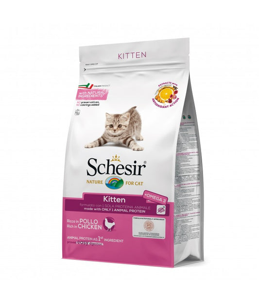 Schesir Kitten Dry Food Rich in Chicken | Single Protein Source | Only Animal Protein | Natural Ingredients | 400g-1.5kg
