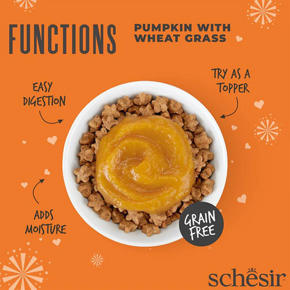 Schesir Functions Digestive Topper Pumpkin with Wheat Grass | For Sensitive Cats | Grain Free | 12x40g
