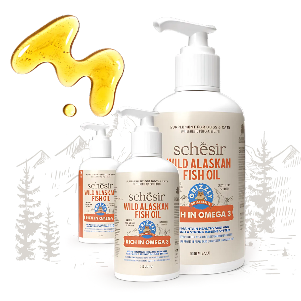 Schesir Grizzly Wild Alaskan Fish Oil Omega Plus | Rich in Omega-3 | Supplement for Dogs & Cats | 500ml