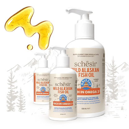Schesir Grizzly Wild Alaskan Fish Oil Omega Plus | Rich in Omega-3 | Supplement for Dogs & Cats | 500ml