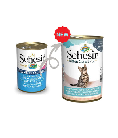 Schesir Kitten Care 3-12 Tuna with Aloe in Jelly | Complete & Balanced | Kitten Food | 6x140g