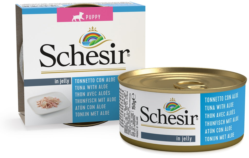 Schesir Puppy Wet Food Tuna with Aloe in Jelly | Puppy | Complementary | Natural Ingredients | 10x150g