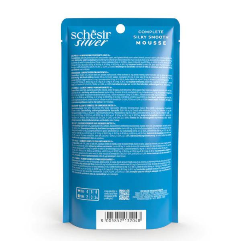 Schesir Silver Mousse Senior Cat Chicken 80g | Complete | Grain Free | Immune System Support | 80g