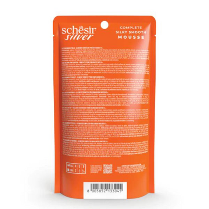Schesir Silver Mousse Senior Cat Salmon and Chicken 80g | Complete | Grain Free | 100% Balanced | 12x80g
