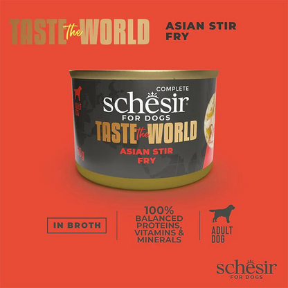 Schesir Taste The World Asian Stir Fry Dog Food | Chicken with Vegetables | Complete | Adult Dog | 8x150g