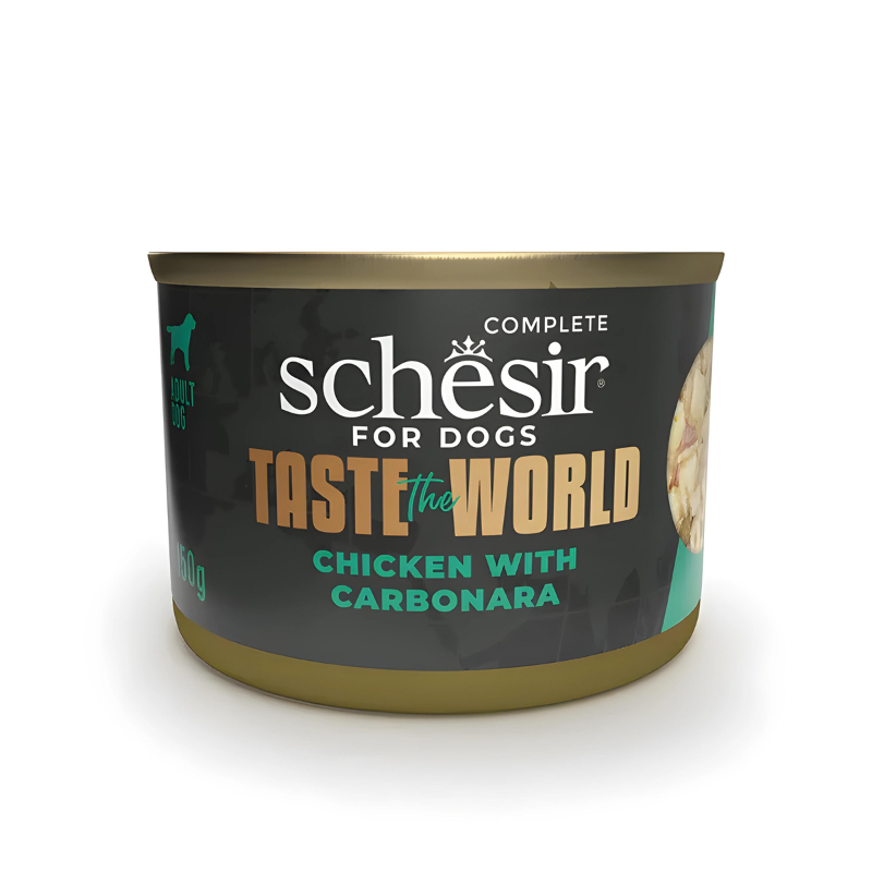 Schesir Taste The World Variety Pack | 3 Flavors | Complete Dog Food | Chicken Carbonara, Asian Stir Fry & Paella | 6x150g